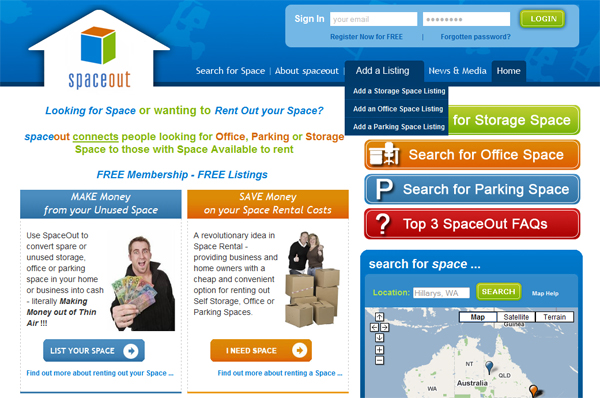 New SpaceOut Home Page Design - June 2009